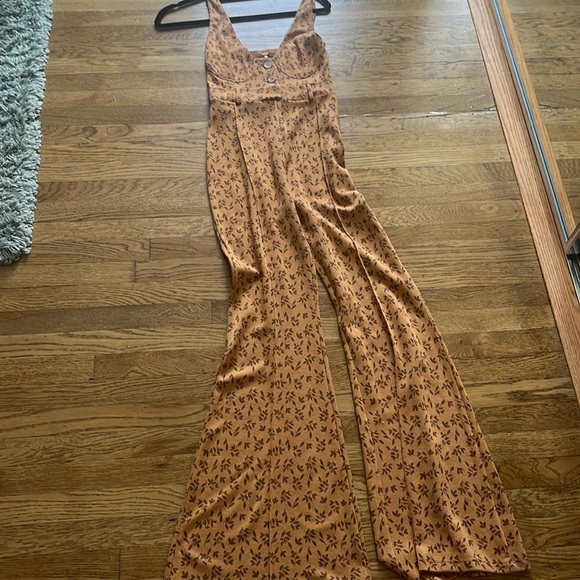 Free People Pants - NWT Free People Orange Flowered Jumpsuit